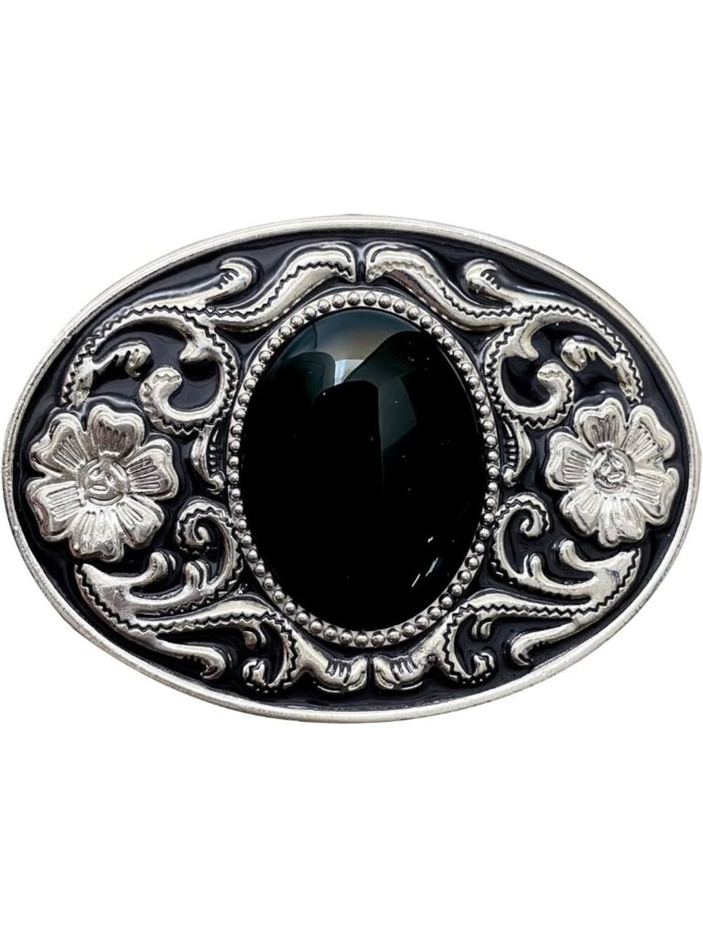Unisex A-black Vintage American Western Cowboy Turquoise Stone Belt Buckle
